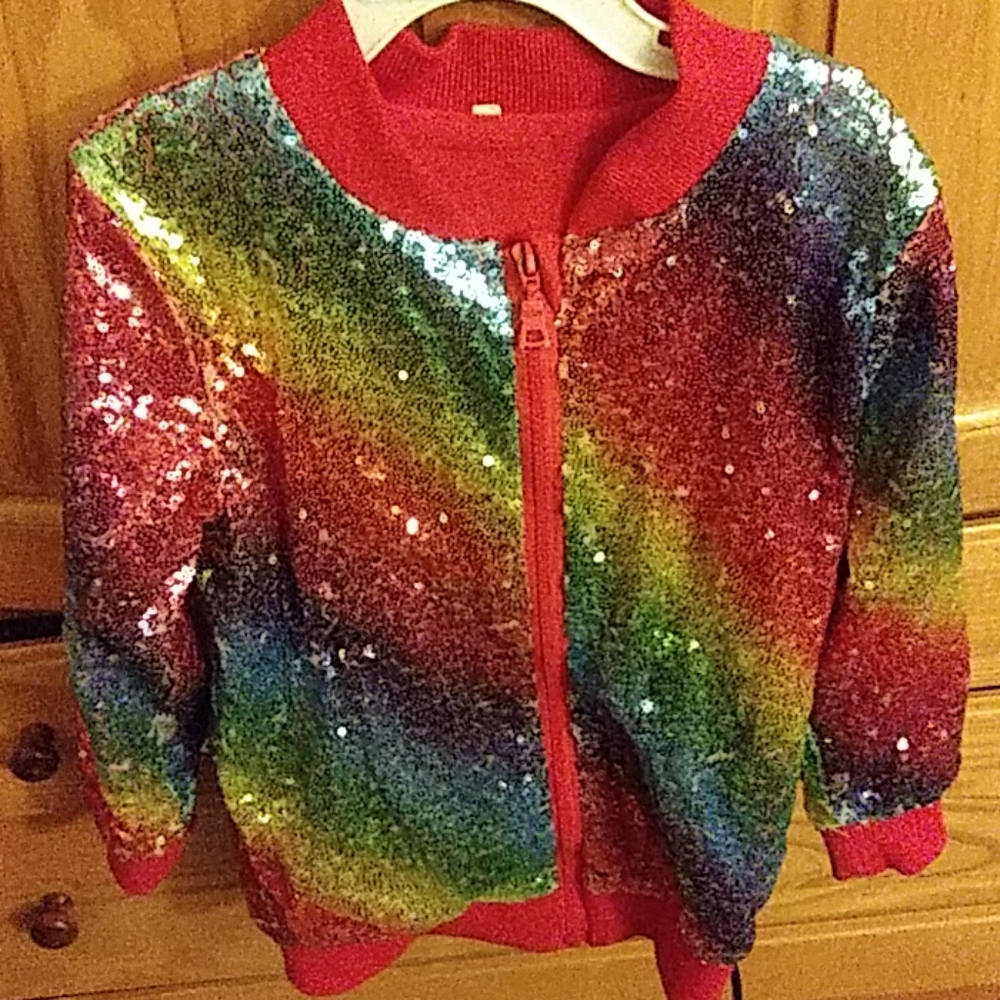 Girl's Rainbow Sequin Jacket